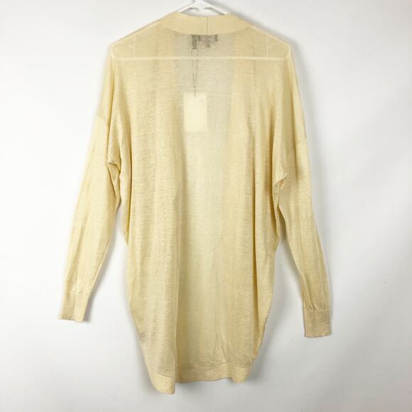 Theory Womens Sag Harbor Cardigan Small Cream Sweater Open Front Waterfall NWT - Picture 5 of 9